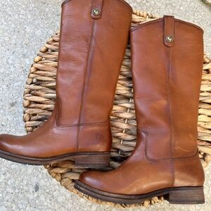 Frye Tall Boots 6.5 Brown Leather Melissa Lug Boot Classic